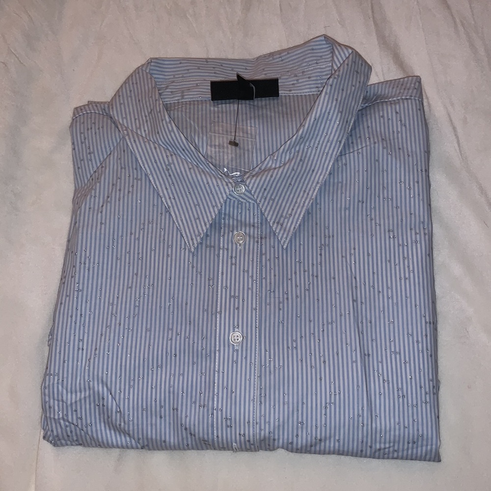 NEW: Lane Bryant Plus Sized Button Down Shirt In Blue